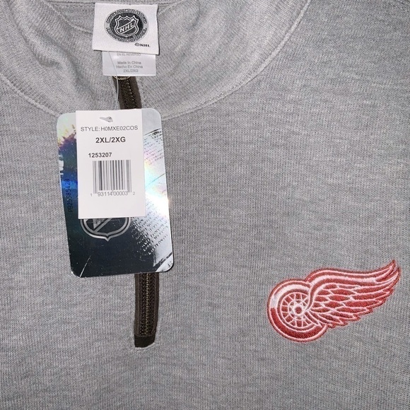 NHL Detroit Red Wings NHL Quarter Zip. Gray Sweater Mens 2XL - Picture 6 of 6